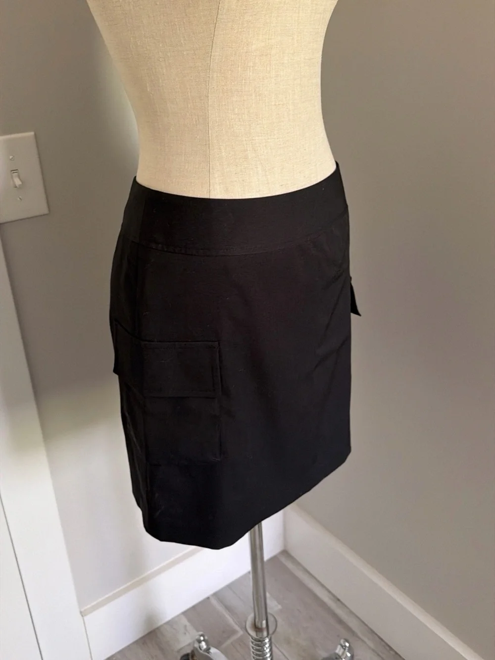 Calvin Klein Black Cargo Pocket Straight Pencil Skirt Pockets Zip, 2